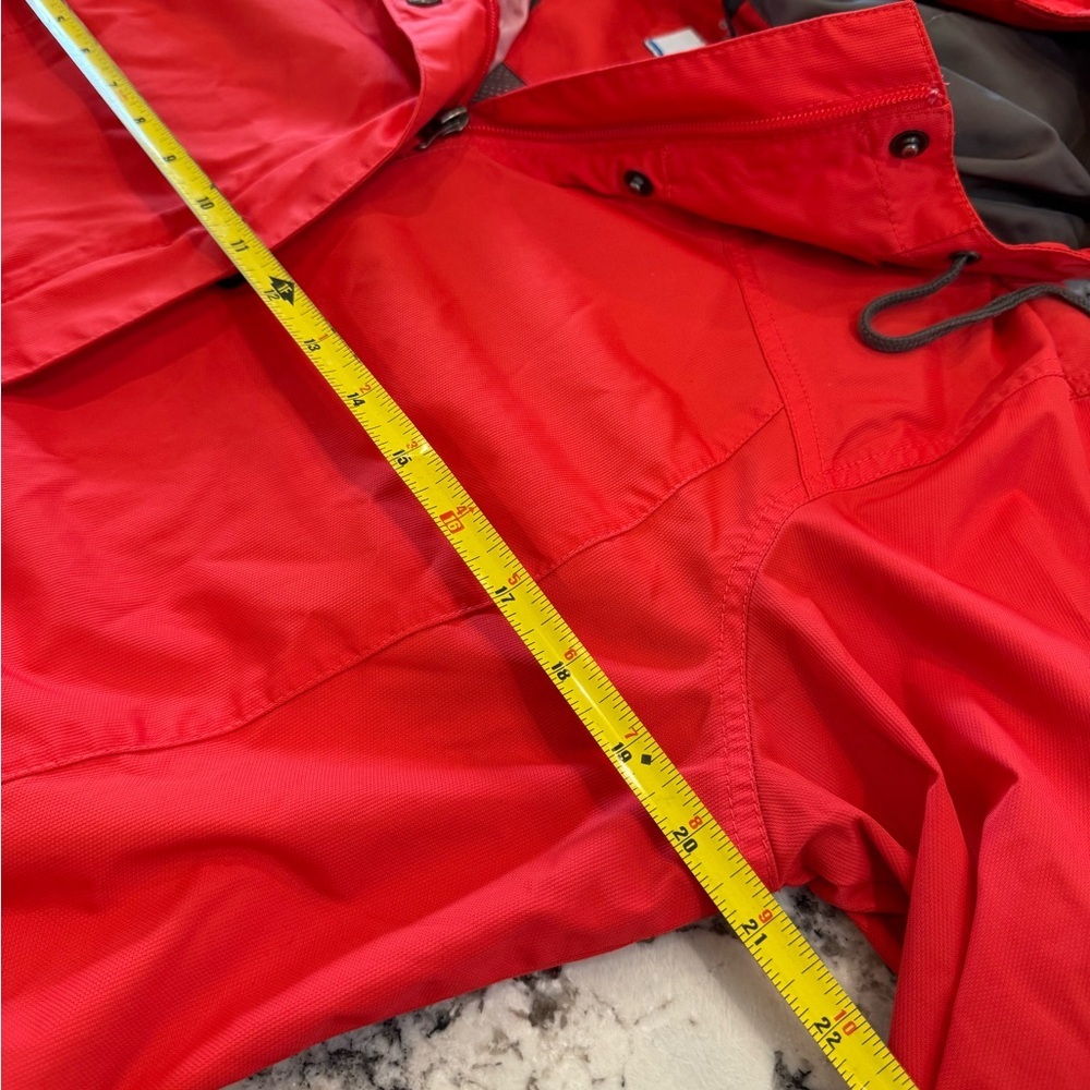 Columbia Omni-Shield Belted Hooded Rain Jacket Red Large - Picture 10 of 11